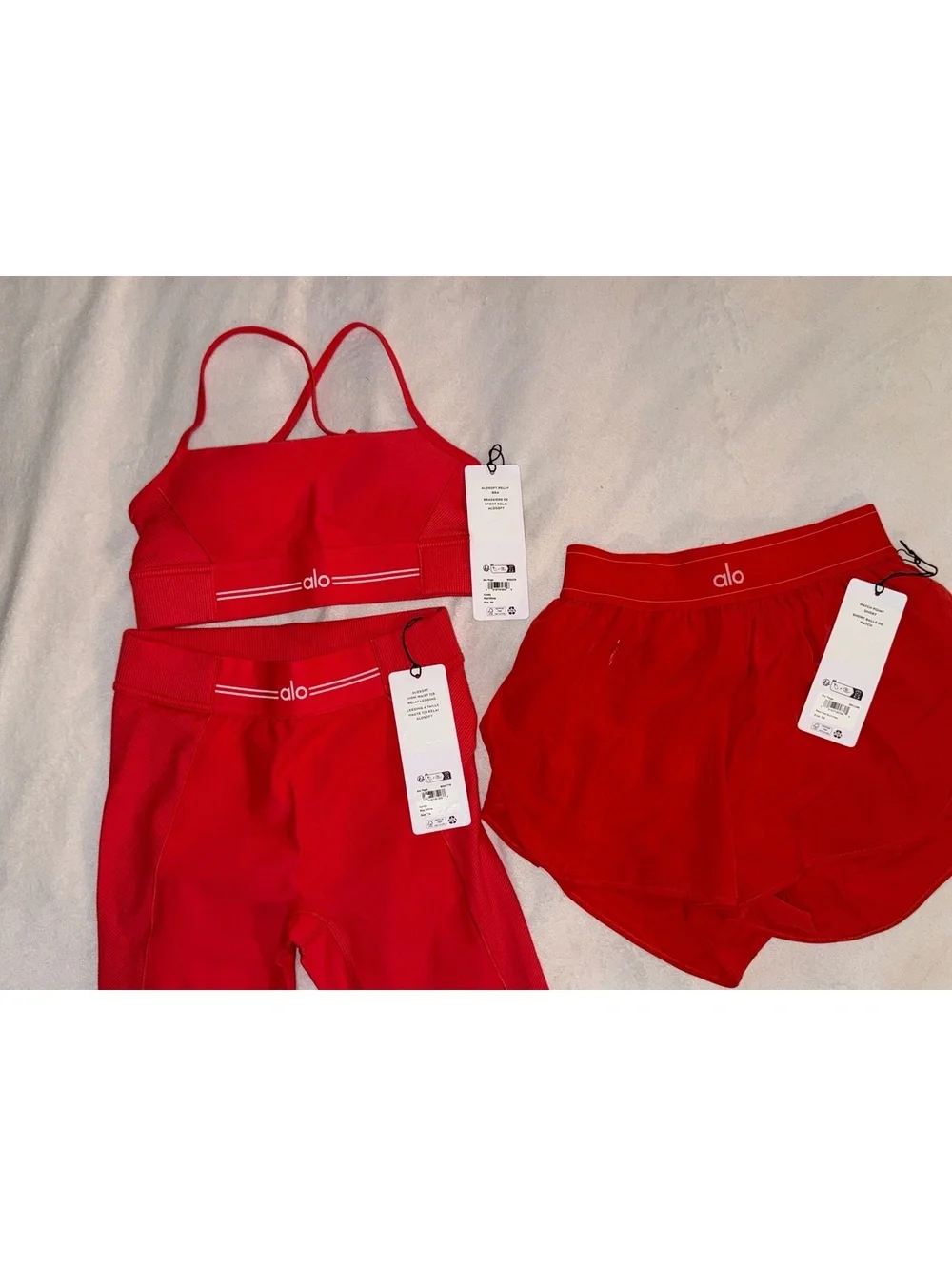 NWT Alo Yoga Red AloSoft 3-Piece Set Size XS 8-3-26
